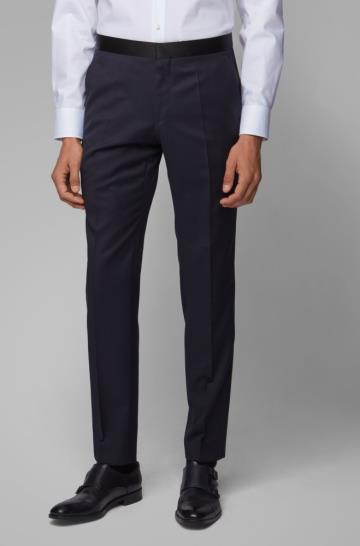 Spodnie BOSS Slim Fit Formal Ciemny Niebieskie Męskie (Pl57561)